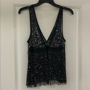 Urban Outfitters Black Sequin Tank Top